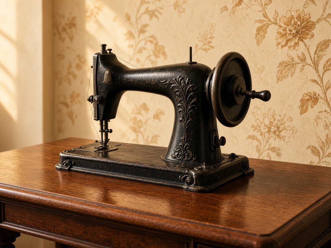 Antique cast-iron sewing machine